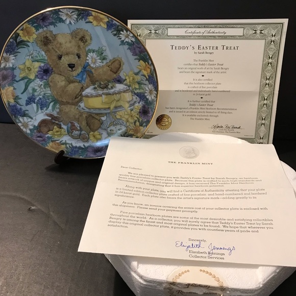 Franklin Mint “Teddy’s Easter Treat” Porcelain Collector Plate - Picture 3 of 5